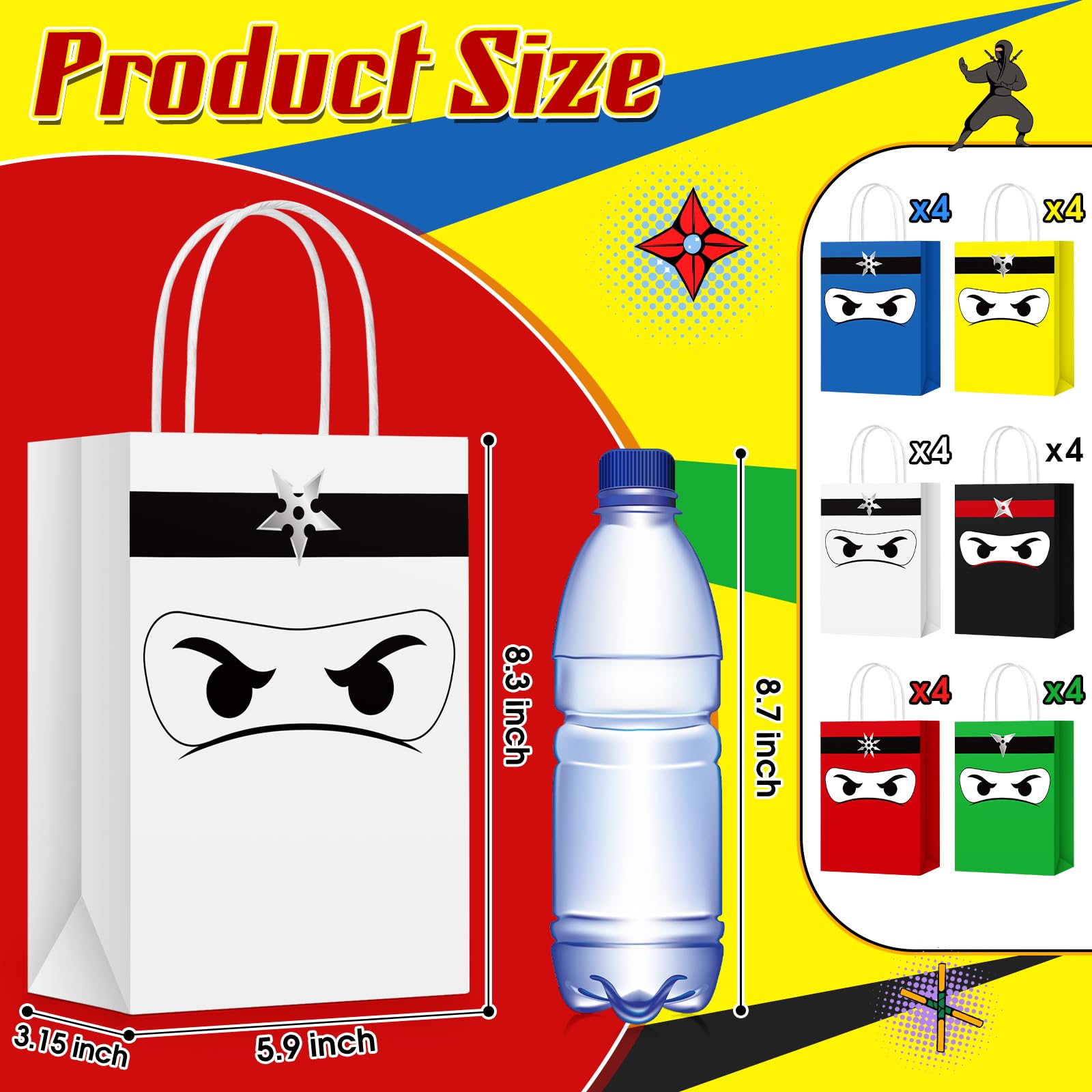 Amazon.com: Chivertion 24 Pcs Ninja Gift Bags with Handles